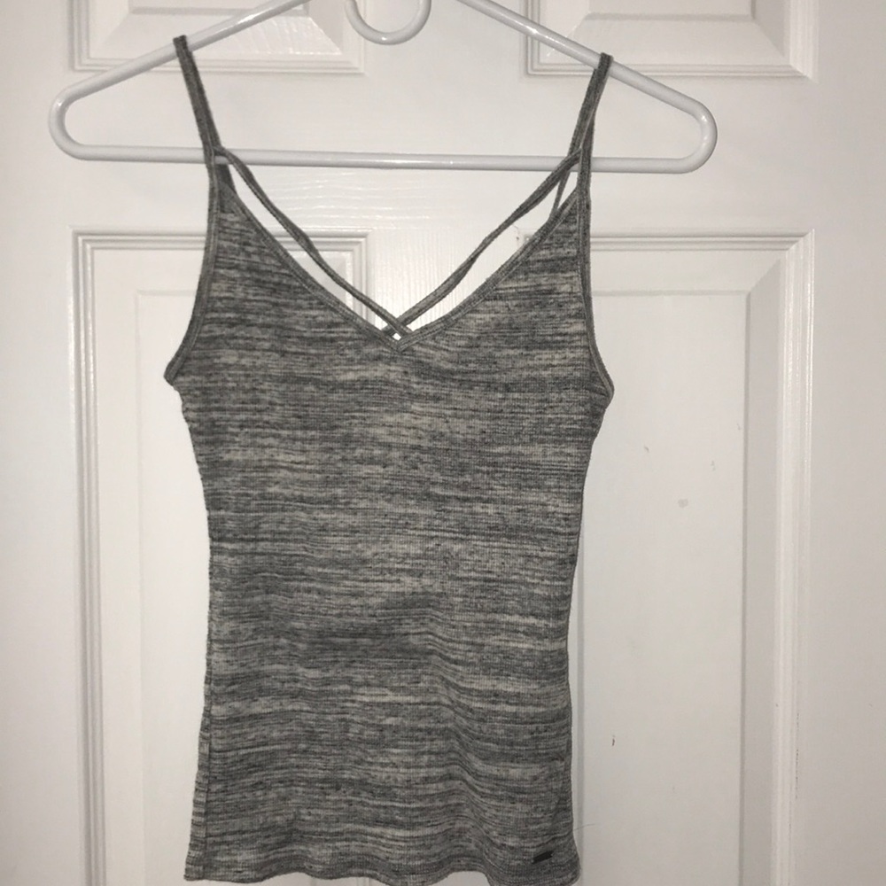 Hollister S grey crossed tanktop👽